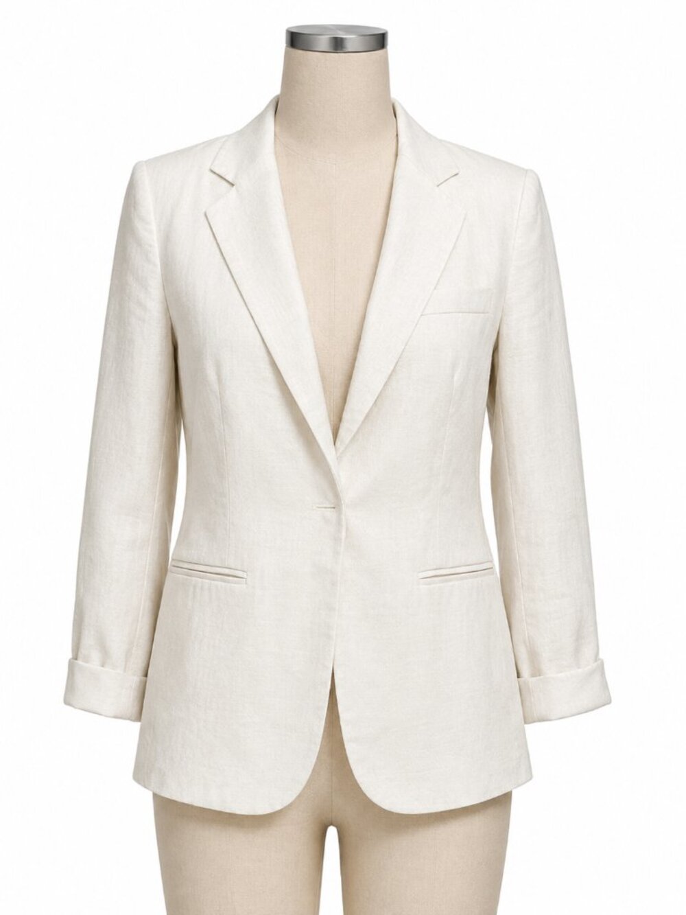 Rachel Zoe Ivory Linen Cotton Boyfriend Blazer Size L - Picture 3 of 9